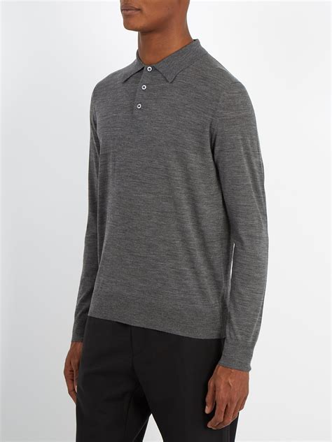 prada grey wool shirt|Prada 2019 Virgin Wool Polo Shirt .